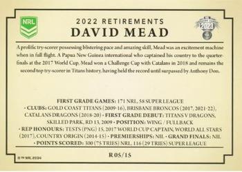 2023 NRL Traders Titanium - Retirements #R05 David Mead Back